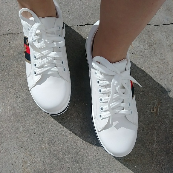 Size 9 Left | White Platform Stripe Trainers - Picture 4 of 7